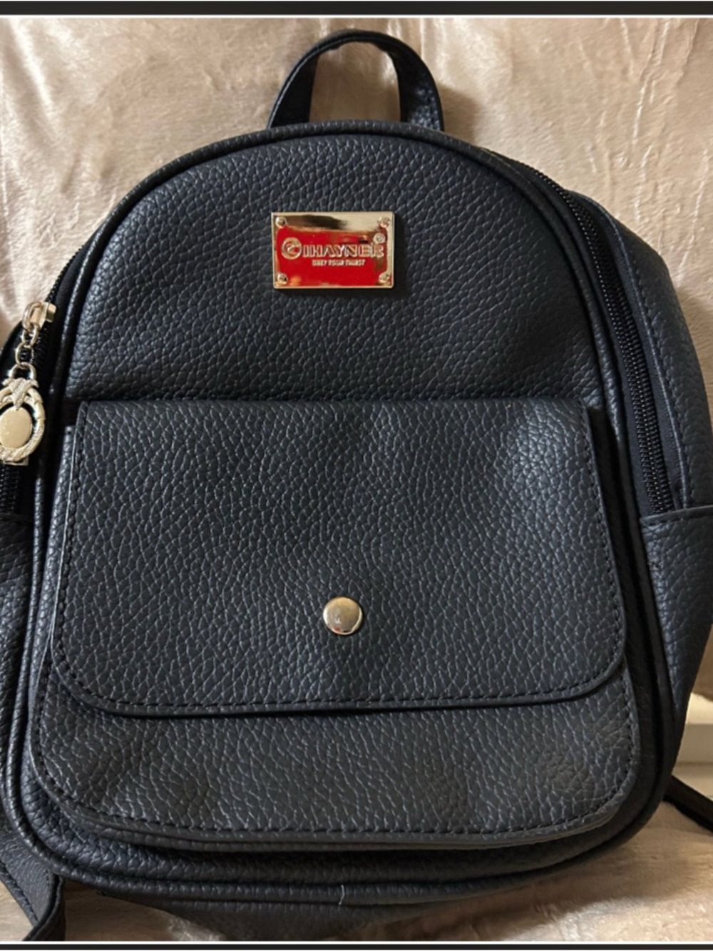 hayner ladies Backpack Black Faux Leather Gold
Hardware